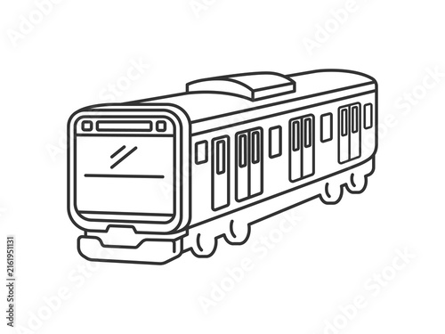 東京の電車（線画）のイラスト