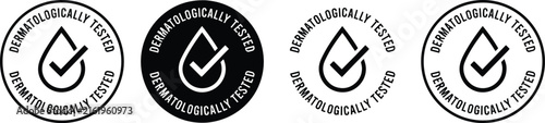 Foto Dermatologically tested badge stamp icons set for cosmetic packaging skin care p