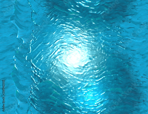 Фотография Bright spotlight reflected across blue rippling water surface for aquatic backgr