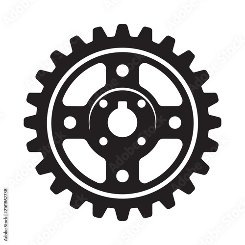 This image shows a single black mechanical gear wheel with an internal keyway on a clean white background