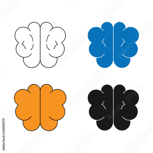 Set of human brain vector icons representing mind intelligence and creative thinking