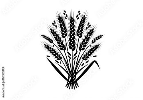 Black and white wheat stalk illustration