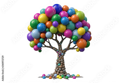 Colorful balloons tree with vibrant colors
