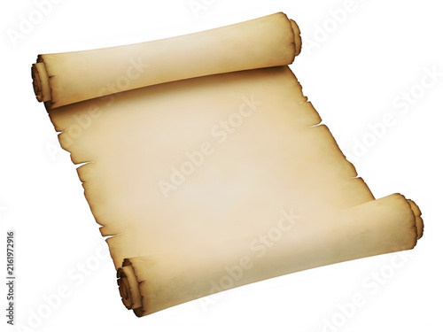 Unrolled ancient parchment paper with scroll texture