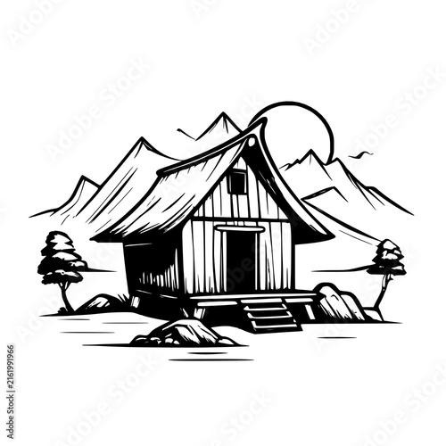 house on white background, illustration