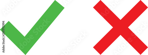 Green check mark and red cross sign icons representing correct and incorrect choices