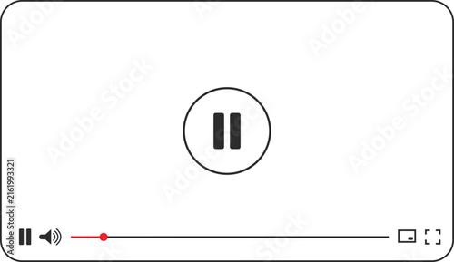 Video player interface with pause button and progress bar isolated on white background