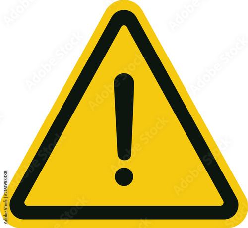 Yellow warning sign with black exclamation mark inside a triangle symbol