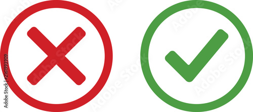 Red cross mark and green check mark icons representing correct and incorrect choices