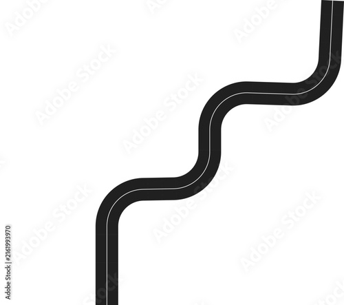 Black wavy road line icon isolated on a white background