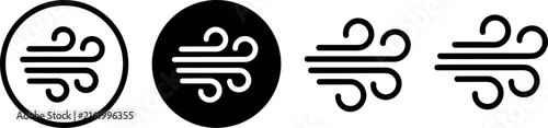 Wind Blowing Icon Vector Set for Weather Forecast Air Conditioning and Airflow Symbol Design