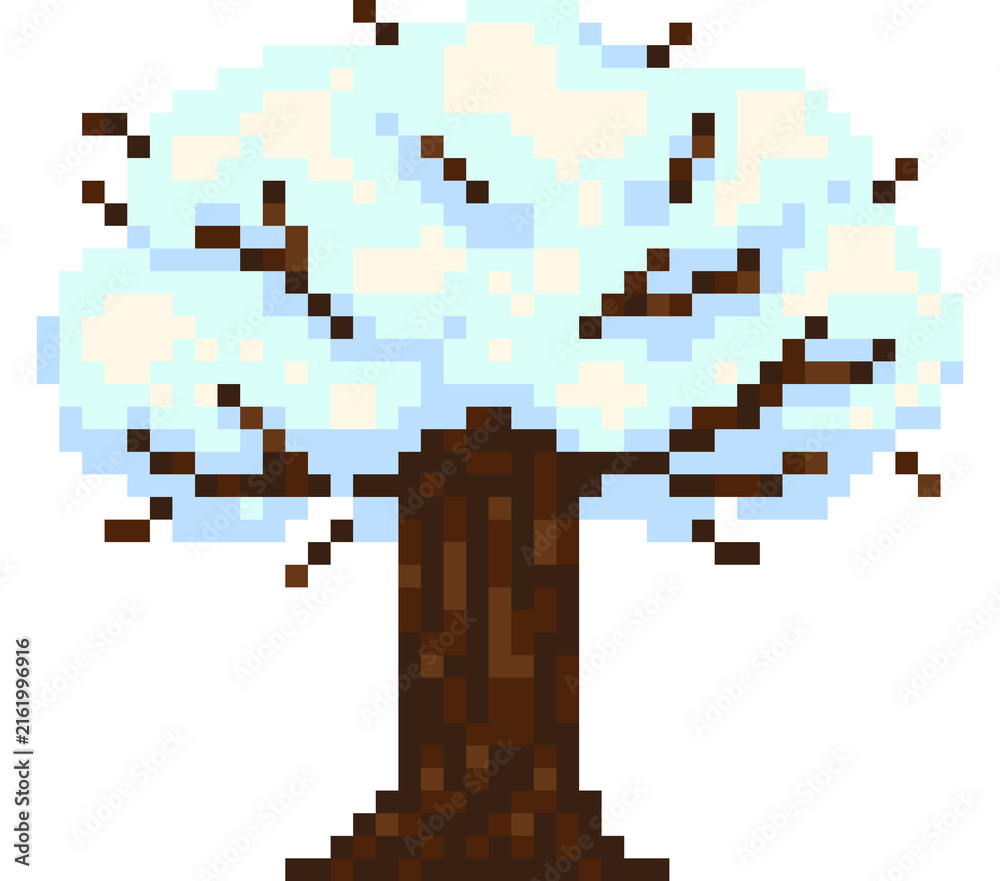 Obraz premium pixel art of snowy tree