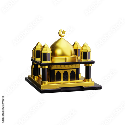 Canvas Print mosque 3d render icons
