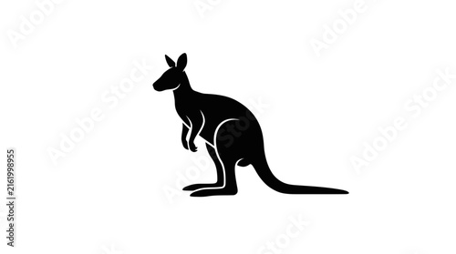 Black silhouette of a kangaroo standing on a white background.