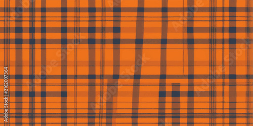 Orange Red and Yellow Plaid Fabric Pattern with Checkered Tartan Texture, Seamless Textile Background, Geometric Tablecloth Design and Decorative Wallpaper Illustration