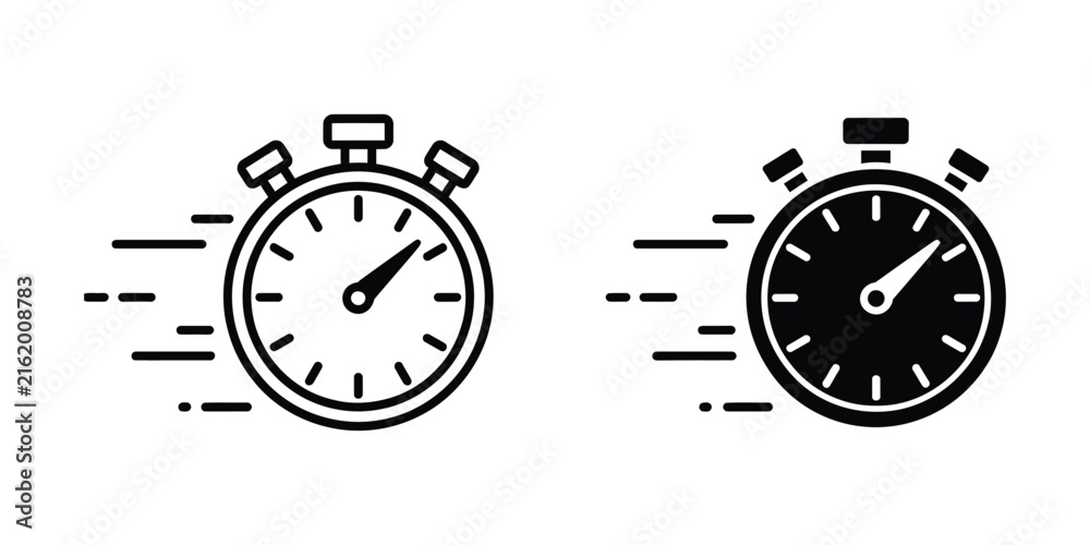 Fototapeta premium Time fast icon set illustrating rapid time progression, speed indicators, urgent deadlines, quick scheduling, accelerated workflow, business productivity, and efficient task management. 
