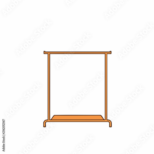 Simple Orange Clothing Rack Depicted in Cartoon Style with Clean Lines