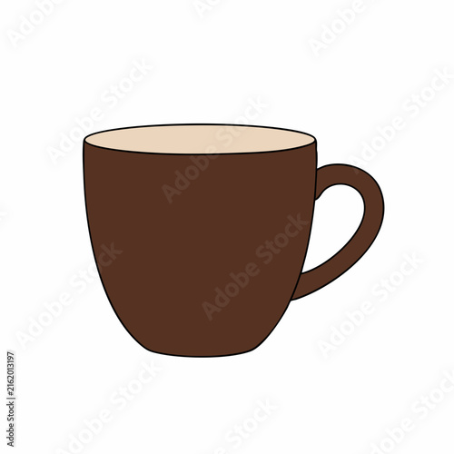 Simple Cartoon Illustration of a Brown Coffee Mug