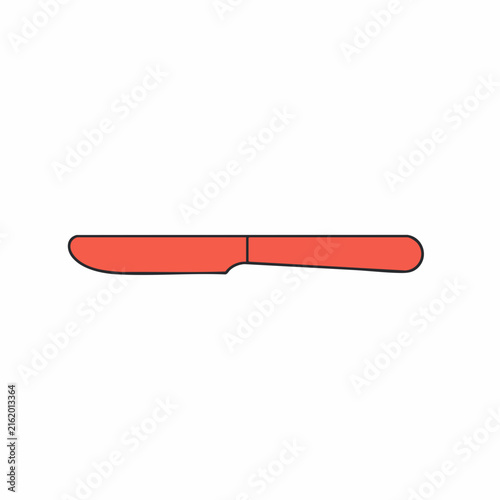 Coral-Colored Butter Knife Illustration, Simple Line Art Design
