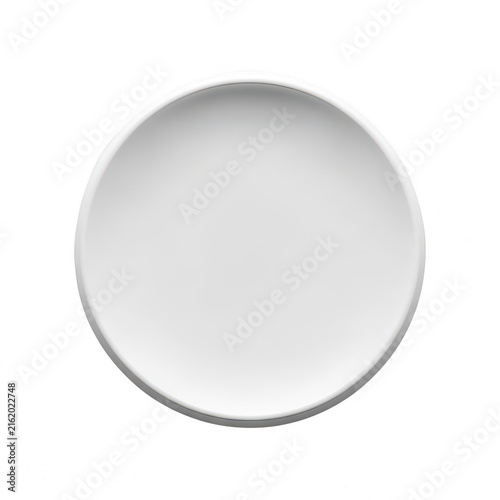 Empty white round ceramic dinner plate isolated on transparent background