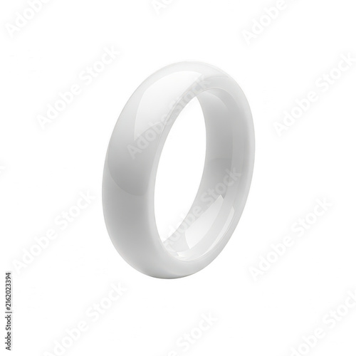 Simple white ceramic wedding ring band isolated on transparent background