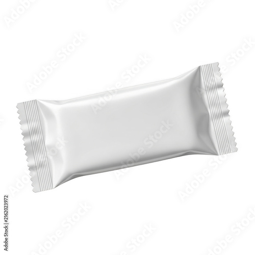 Blank white snack bar food package wrapper isolated on transparent background