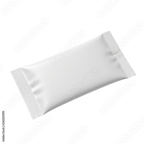 Blank white snack food wrapper pouch mock up isolated on transparent background