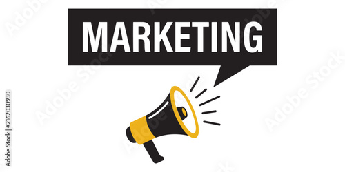 Marketing speech bubble icon with megaphone illustration, marketing