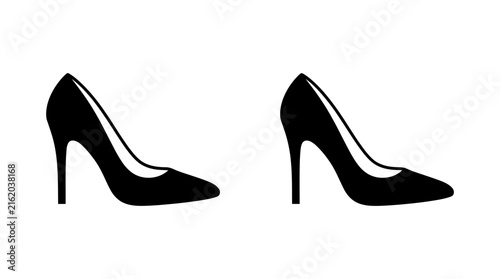 Konstfotografi Black silhouette of two high heeled shoes against a white background