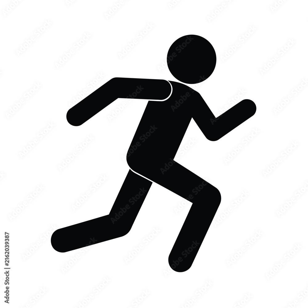 Fototapeta premium Running stick figure icon, vector illustration of a person sprinting