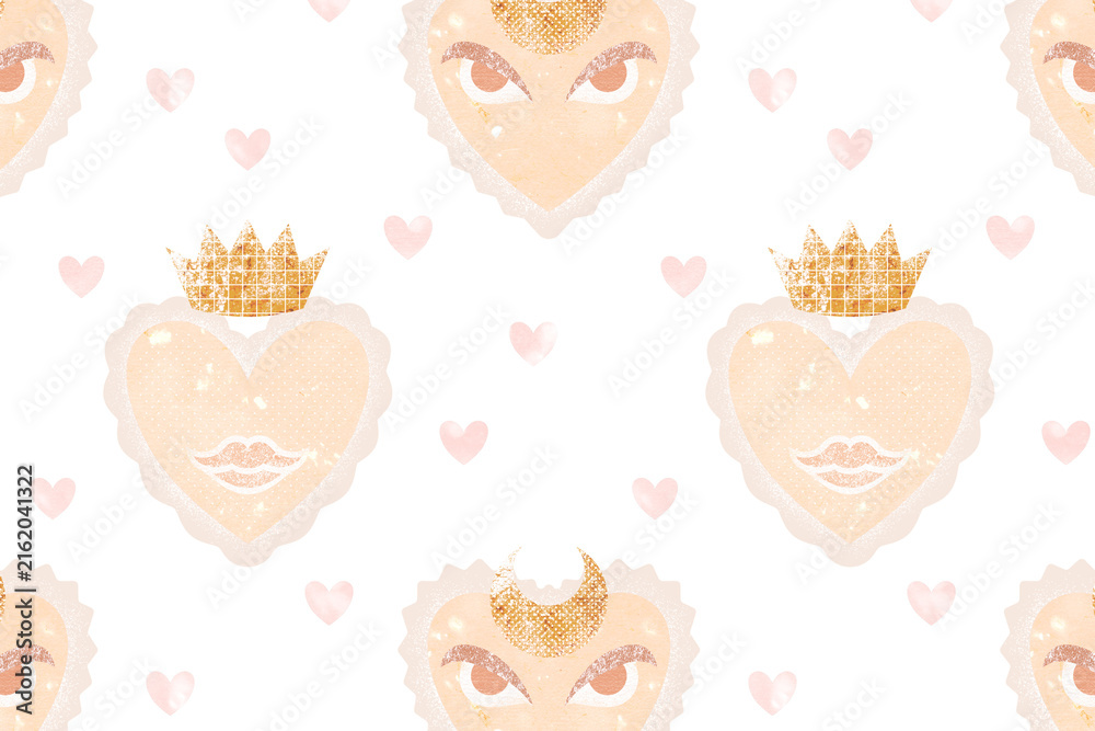 Naklejka premium Aesthetic heart png pattern, transparent background, cute pastel design