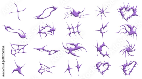 Y2K neo-tribal icon, early 2000s aesthetic featuring neo-tribal, cybersigilism styles, sharp spikes and abstract symbols, cybersigilism tattoo design, sharp, spiky, brutalist design elements, purple