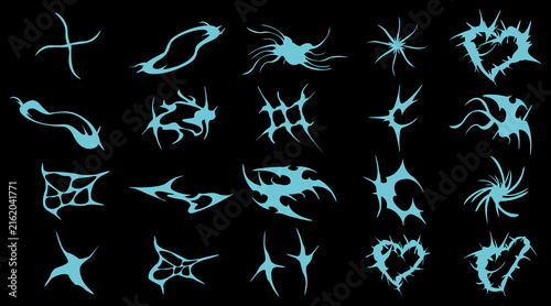 Y2K neo-tribal icon, early 2000s aesthetic featuring neo-tribal, cybersigilism styles, sharp spikes and abstract vector symbols, cybersigilism tattoo design, sharp, spiky, brutalist design elements