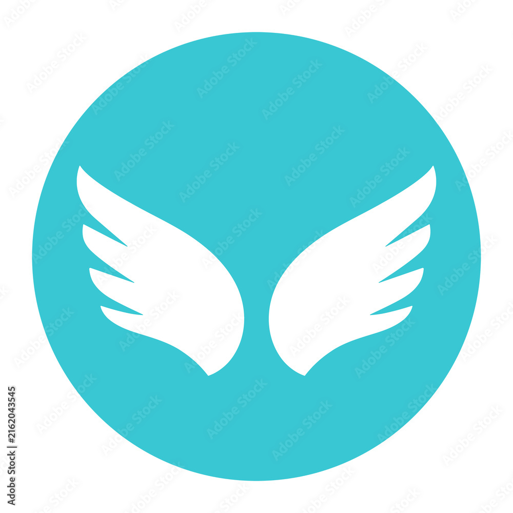 Fototapeta premium Blue wings png icon sticker, flat graphic on transparent background