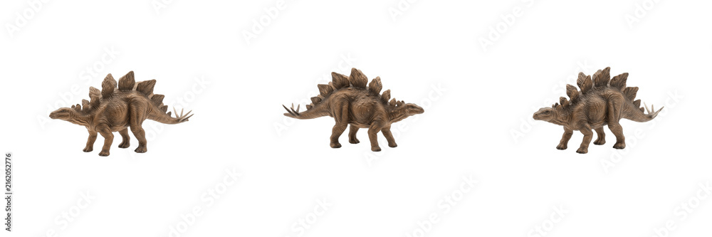 Fototapeta premium Set Stegosaurus Dinosaur Toy Plastic Model Figure Prehistoric Animal Jurassic Monster Isolated Wild Creature Cutout Graphic Presentation Design Element Object Collection Clip Art