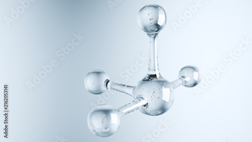 Glass molecular structure model isolated on a clean white background for scientific research
