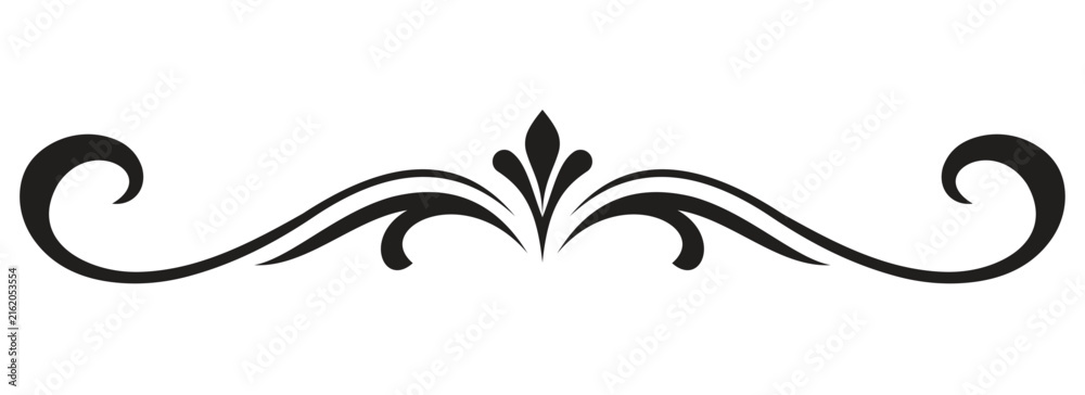 Fototapeta premium Decorative floral calligraphic divider with symmetrical swirls