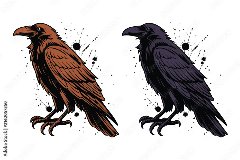 Naklejka premium Mechanical Raven vector illustration isolated on white background