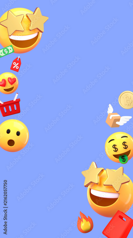 Fototapeta premium Shopaholic emoticons phone wallpaper, shopping background