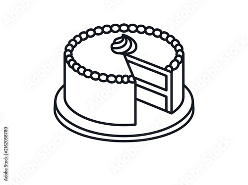 Simple cake with a missing slice and pearl topper on a round base