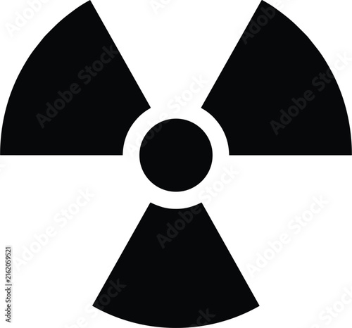 Nuclear radiation hazard symbol vector illustration flat black trefoil icon for warning sign danger alert design