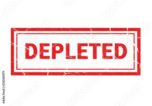 Red depleted rubber stamp seal on paper isolated on transparent background