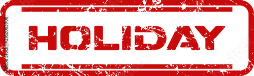 Принти на полотні An old fashioned red rubber stamp spelling holiday is isolated on a spotless whi