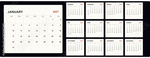 2027 yearly planner calendar template with monthly pages for business and personal scheduling