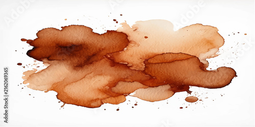Photography Abstract brown coffee watercolor splash stain isolated on white background paint