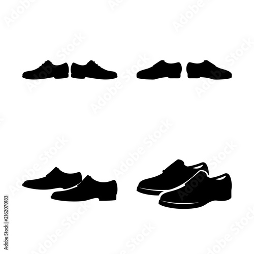 Four black dress shoes icon set - Minimalist vector illustration of a set of four classic black dress shoes, perfect for icons or branding.