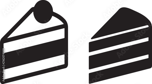 Minimal Cake Slice Glyph Icons Bakery Dessert Solid Food Vector Set