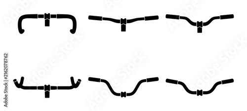 Bicycle Handlebar Styles Set, Cycling Control Components Collection, Vector Icons