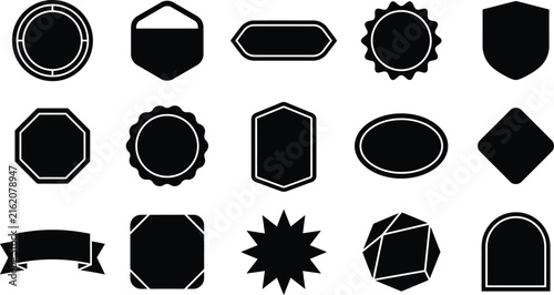 Collection of abstract geometric badges and labels in flat design style for branding