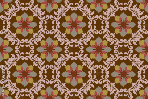 Damask seamless pattern vector background. baroque style pattern. Luxury textile. Graphic ornate pattern for wallpaper, fabric, packaging, wrapping. Damask floral ornament.	